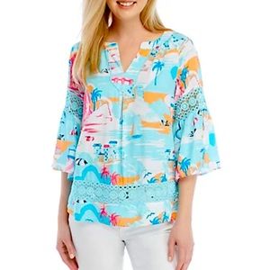 3/4 Sleeve Crochet Peasant Top